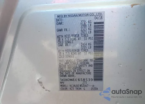 2018 Nissan Pathfinder S из США, поврежденный, VIN 5N1DR2MN8JC658539